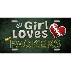 NFL License Plate Packers This Girl Loves Her Green Bay Metal Auto Sign New